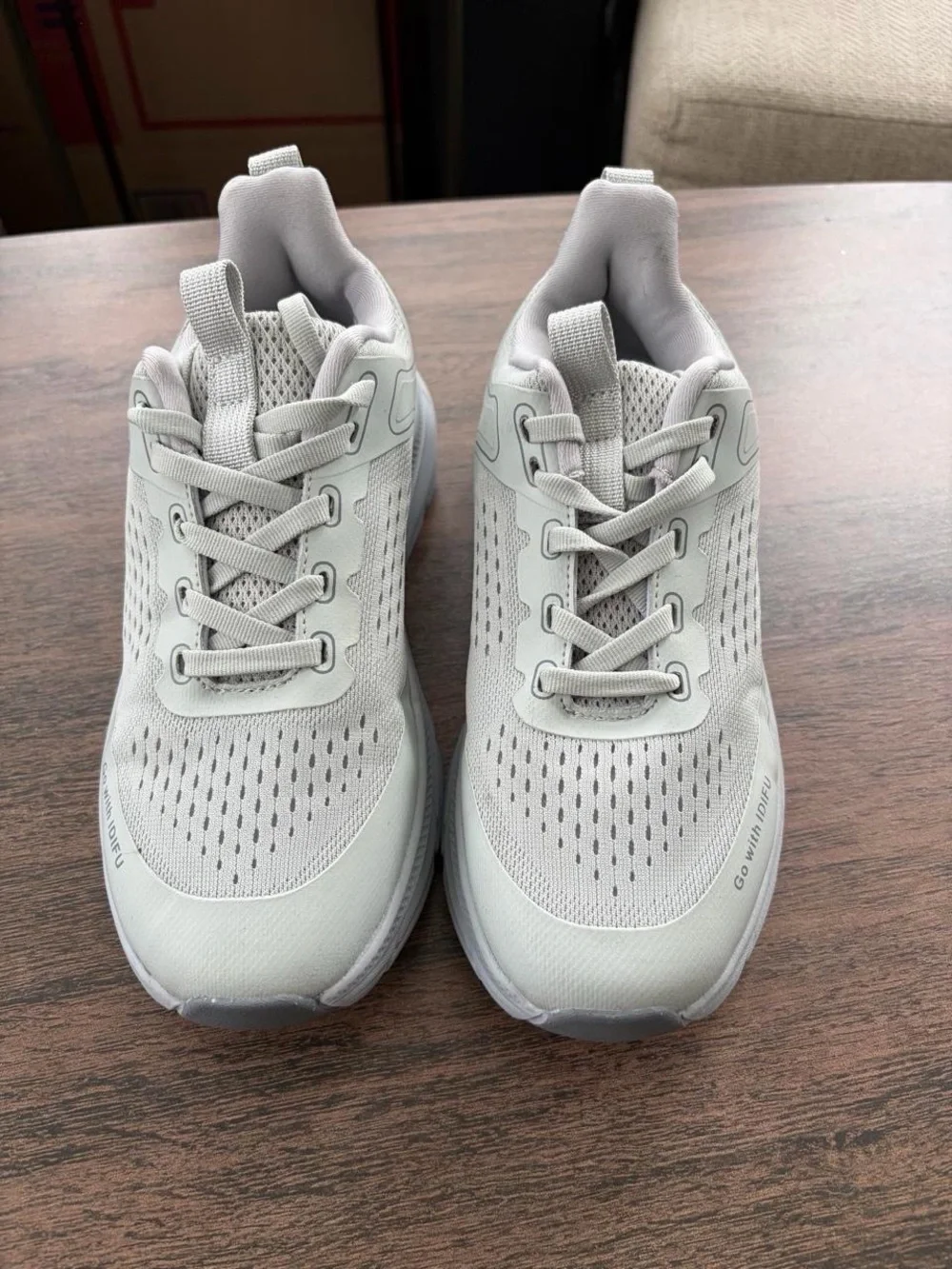 White Athletic Trainer Sneakers with Grey Accents